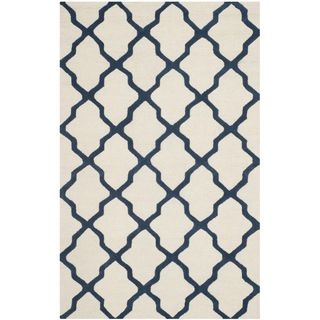 Safavieh Handmade Moroccan Cambridge Ivory/ Navy Wool Rug (4 X 6)