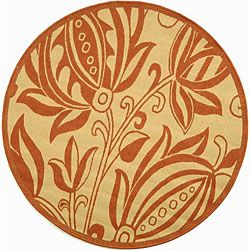 Indoor/ Outdoor Andros Natural/ Terracotta Rug (53 Round) (IvoryPattern FloralMeasures 0.25 inch thickTip We recommend the use of a non skid pad to keep the rug in place on smooth surfaces.All rug sizes are approximate. Due to the difference of monitor 