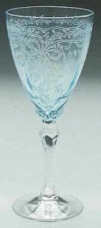 Fostoria June Blue Wine Glass   Stem #5098, Etch #279, Blue