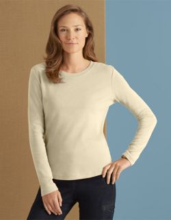 Long sleeved Pima Cotton Tee, Pearl, Small