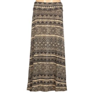 Ethnic Print Girls Hachi Knit Maxi Skirt Black/Khaki In Sizes X Small