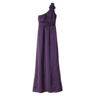 TEVOLIO Womens Satin One Shoulder Rosette Maxi Dress   Shiny Plum   6