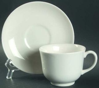 Johnson Brothers Classic White Flat Cup & Saucer Set, Fine China Dinnerware   Wh