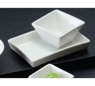 American Metalcraft Ribbed Square Sauce Dish w/ 2 oz Capacity, Porcelain