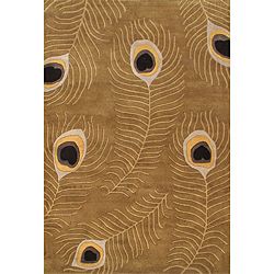 Hand tufted Spectra Khaki Wool Rug (5 X 73)