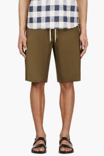 Msgm Olive Green Minimalist Shorts