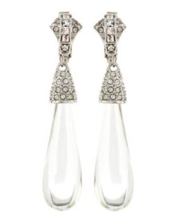 Pave Detail Raindrop Earrings, Clear