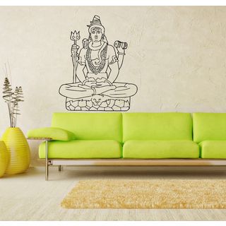 Sitting Buddha Vinyl Wall Decal (Glossy blackEasy to applyDimensions 25 inches wide x 35 inches long )