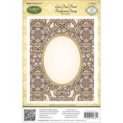 Justrite Papercraft Cling Background Stamp 4.5 X5.75  Lace Oval Frame