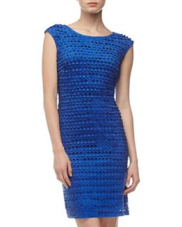 Laser Cut Sheath Dress, Royal Blue