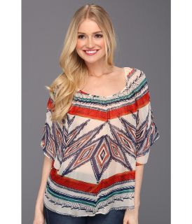 Lucky Brand Sardinia Tribal Scarf Butterfly Top Womens Blouse (Multi)