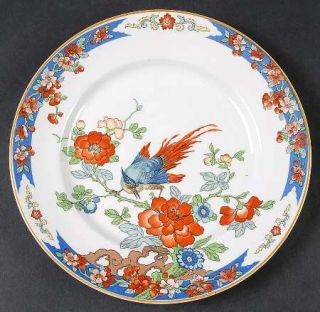 Enoch Wood & Sons Woo1 Luncheon Plate, Fine China Dinnerware   Blue Edge,Blue,Ru