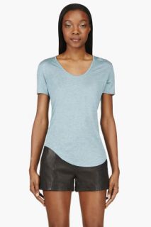 Helmut Lang Heathered Teal Jersey Kinetic T_shirt