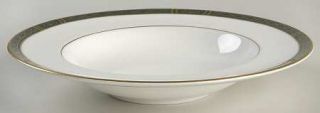 Royal Worcester Mountbatten Green Large Rim Soup Bowl, Fine China Dinnerware   G