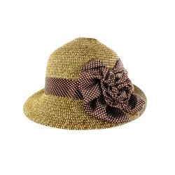 Faddism Womens Tan Straw Rosette Sun Hat (100 percent paperOne size fits most)