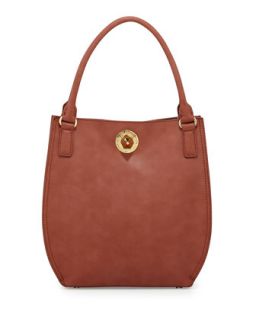 Nappa Faux Leather Tote Bag, Brown