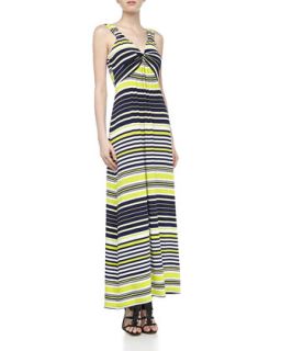 Sleeveless Striped Stretch Knit Maxi Dress, Sunwash