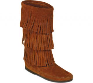 Womens Minnetonka 3 Layer Fringe Boot   Brown Suede Boots