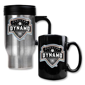hidden Houston Dynamo Stainless Steel Travel Mug and Black Ceramic Mug