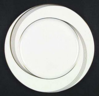 Nikko Starlight Dinner Plate, Fine China Dinnerware   Bone, Gold Swirls On Rim