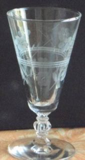 Libbey   Rock Sharpe 3010 2 Juice Glass   Stem 3010, Gray Cut Floral & 3 Rings