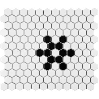 Somertile 10.25x11.75 inch Victorian Hex 1 inch Matte White Snowflake Porcelain Mosaic Tile (pack Of 10)