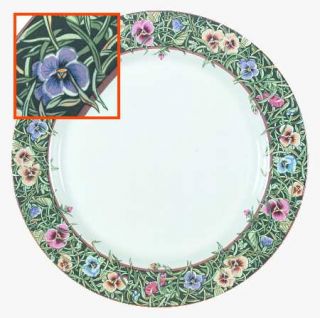 International Velvet Faces Dinner Plate, Fine China Dinnerware   Floral On Green