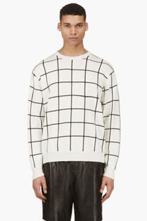 T By Alexander Wang Ivory Grid Check Knit Sweater