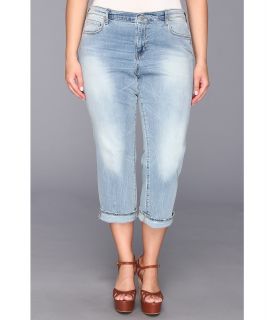 DKNY Jeans Plus Size Soho Skinny Rolled Crop in Icy Brook Wash Womens Jeans (Blue)