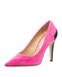 Betty Suede Combo Pointy Toe Pump, Dark Orchid