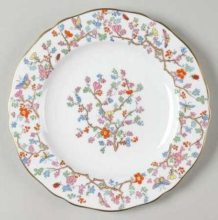 Spode Shanghai Luncheon Plate, Fine China Dinnerware   Insects, Flowers, Scallop