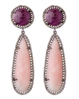 Pink Opal & Ruby Chandelier Earrings