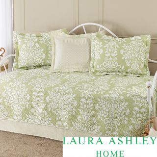 Laura Ashley Rowland Green 5 piece Daybed Set (Green, whiteDimensionsDaybed cover 56 inches wide x 109 inches longShams 20 inches wide x 30 inches longBedskirt 39 inches wide x 75 inches long with a 15 inch dropThe digital images we display have the mo