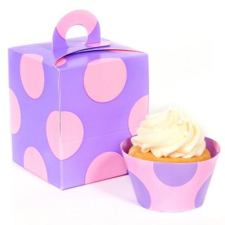 Lavendar with Pink Dots Cupcake Wrapper Combo Kit