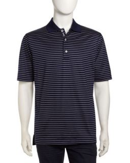 Thin Stripe Golf Polo Shirt, Navy