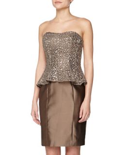 Strapless Sequined Bodice Cocktail Dress