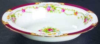 Shelley Dubarry Maroon 9 Oval Vegetable Bowl, Fine China Dinnerware   Red Edge,