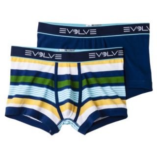 Evolve Mens 2pk Striped/Solid Trunks   Blue/Yellow   M