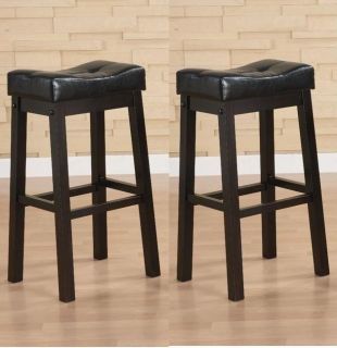 Black 30 inch Bicast Leather Counter height Saddle Bar Stools (set Of 2)