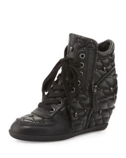 Brooklyn Quilted Studded Sneaker, Black/Black