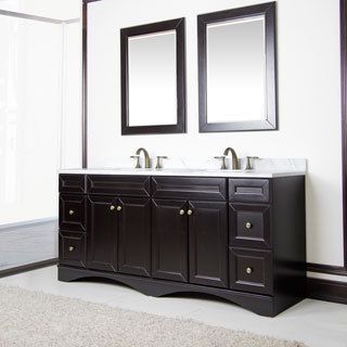 Espresso And Italian Carrera Marble 72 inch Double Sink Vanity By Sirio