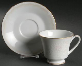 Noritake Estelle Footed Cup & Saucer Set, Fine China Dinnerware   Contemporary,P