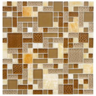 Somertile 12x12 Reflections Versailles Amber Glass/ Stone Mosaic Tiles (pack Of 10)