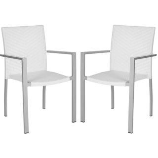 Cordova Off White Indoor Outdoor Stackable Arm Chair (set Of 2) (Off whiteIncludes Two (2) chairsMaterials PE wicker and aluminumSeat dimensions 18.5 inches width and 17.3 inches depthSeat height 17.7 inchesDimensions 35 inches high x 22 inches wide 