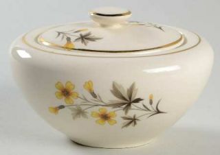 Edwin Knowles Sun Light Sugar Bowl & Lid, Fine China Dinnerware   Yellow Flowers