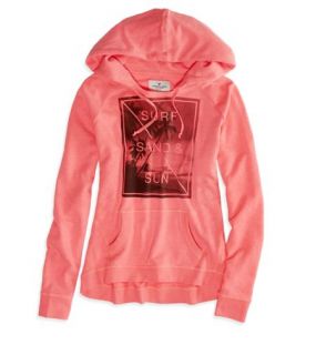 Neon Flame AEO Factory Graphic Hooded Popover, Womens XXS