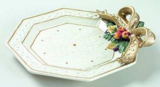 Fitz & Floyd Snowy Woods Canape Plate, Fine China Dinnerware   Embossed Rope & S