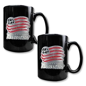 hidden New England Revolution 2 pc. Black Ceramic Mug Set