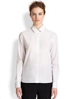 Stella McCartney Collared Cotton Poplin Shirt   Optical White