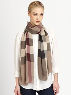 Burberry Oblong Check Scarf   Brown 